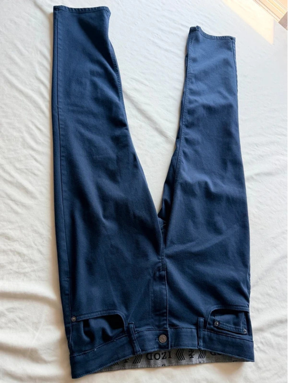 IZOD Men's Navy Stretch Regular Fit Jeans 34x32 Cotton Blend Dark Blue - Picture 4 of 5